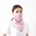 2020 Protection Women Chiffon Earloop Face Mask Veil Shield Neck Scarf Cover Floral Print Cycling Face Mask